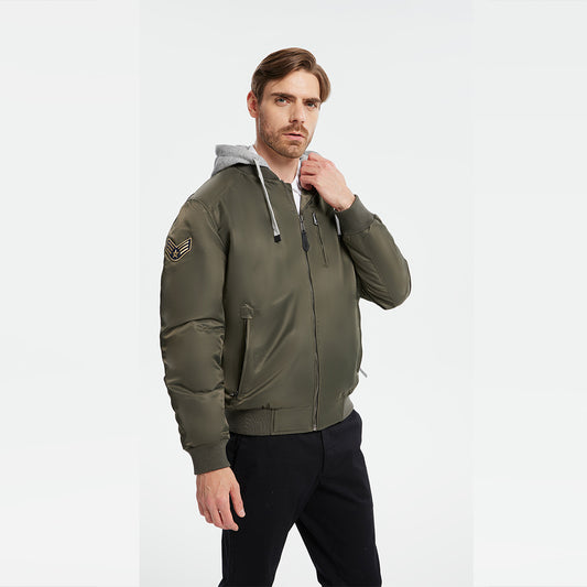 Drawstring Hooded Bomber Jacket(Regular&Plus Size)