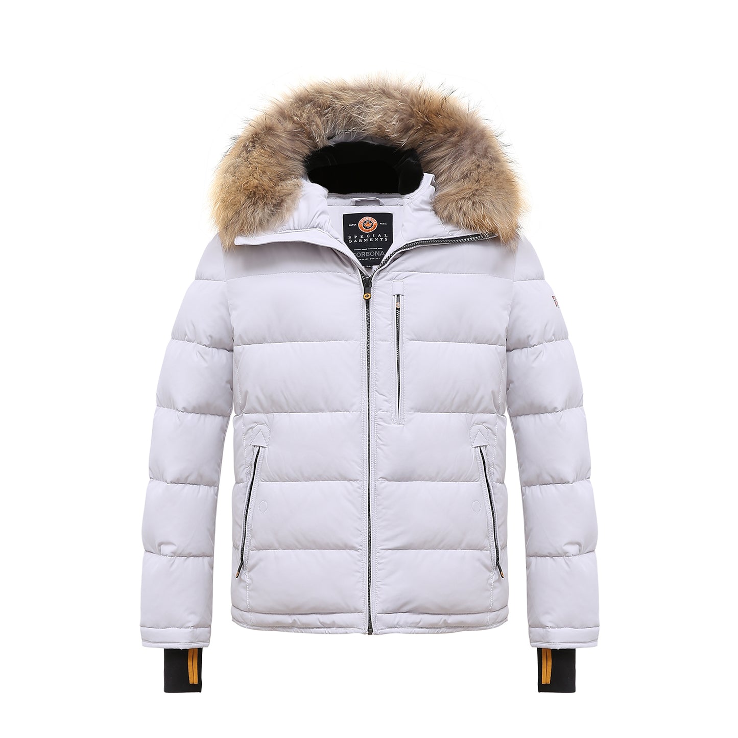 Ultra-Warm Real Fur Collar Padded Contrast Jacket