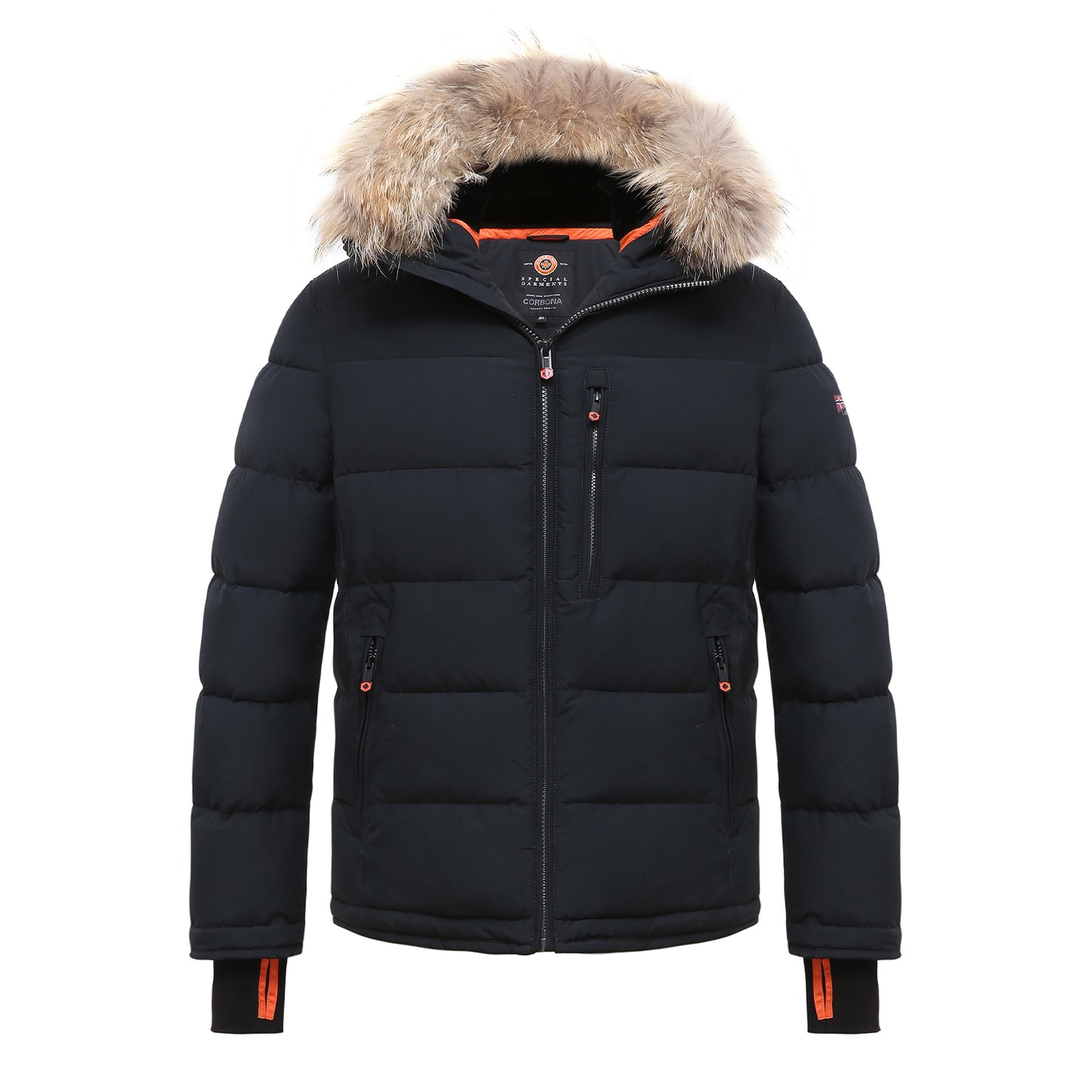 Ultra-Warm Real Fur Collar Padded Contrast Jacket