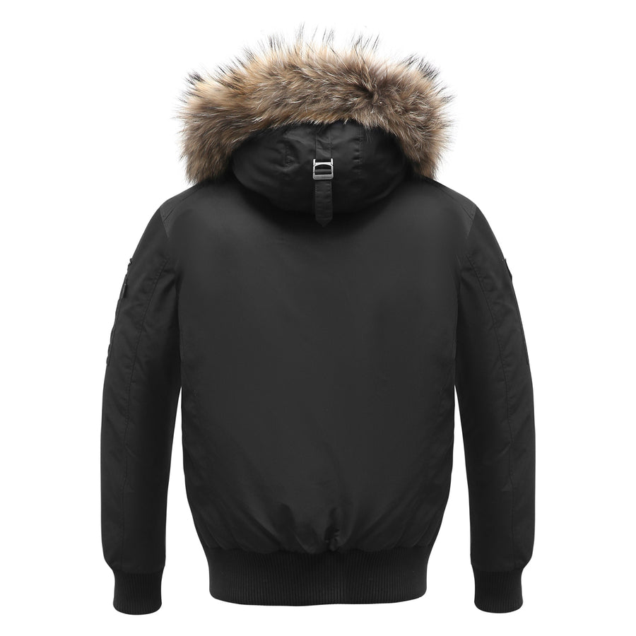 Double-sided Wearing Military Padded Bomber Jacket With Fur Hood