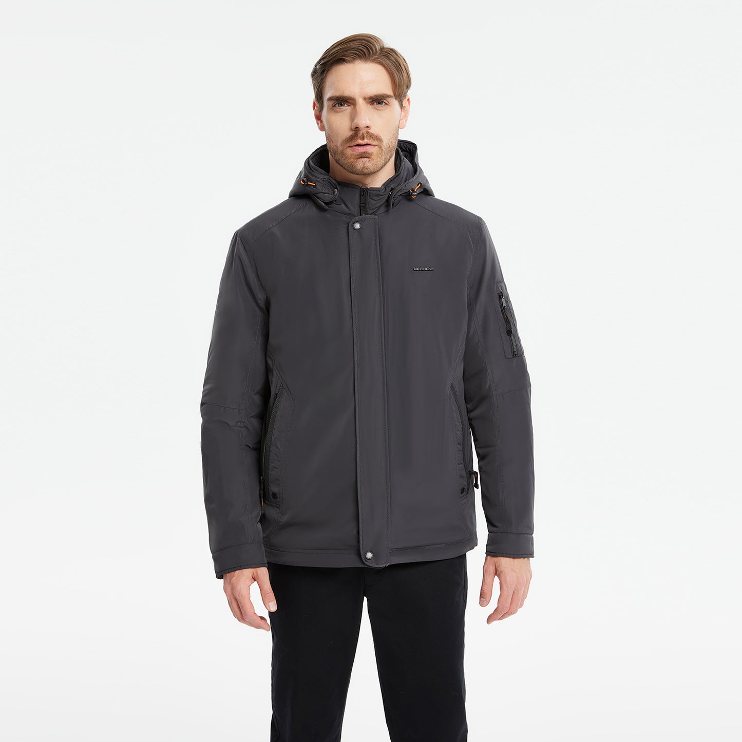 Detachable-Hooded Water And Wind Resistant Jacket