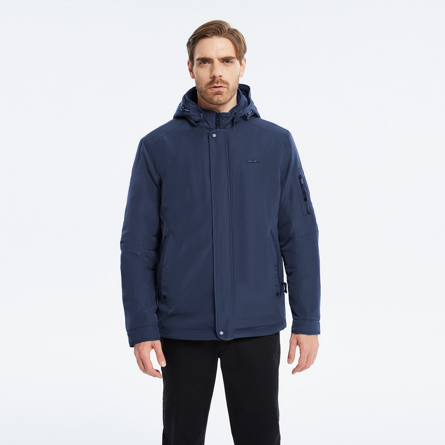 Detachable-Hooded Water And Wind Resistant Jacket