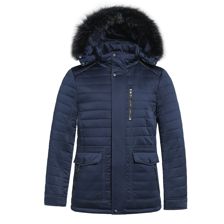 Satin Padded Built-in Thermometer Winter Jacket