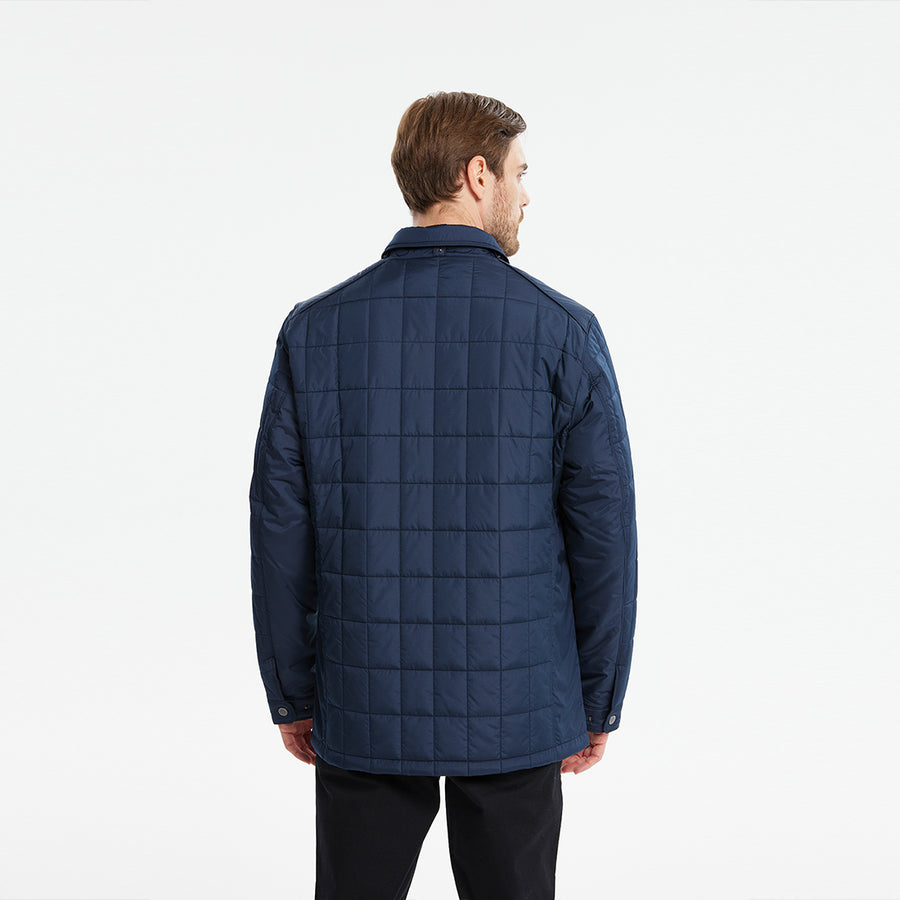 Detachable-Hooded Quilted Shirt Jacket
