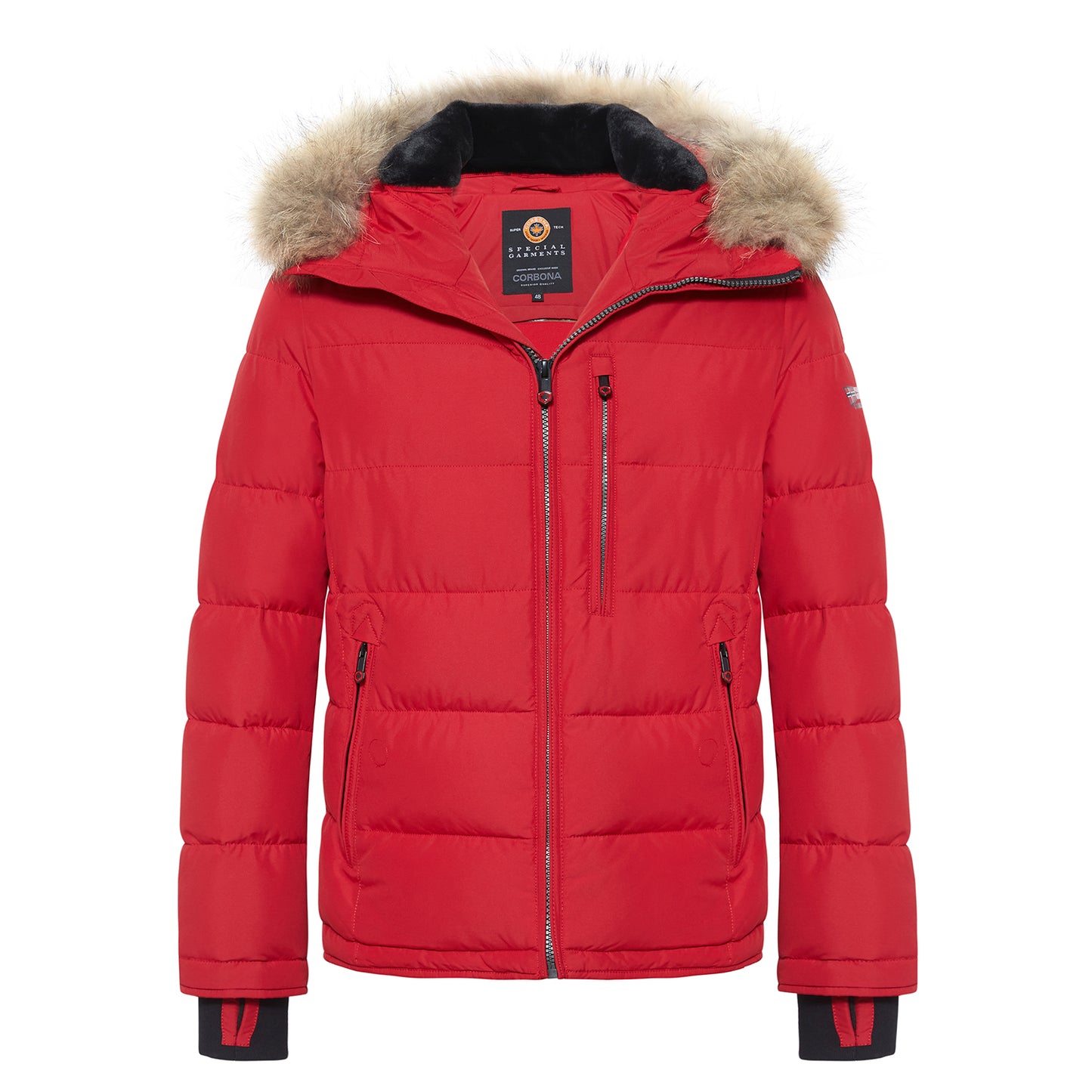 Ultra-Warm Real Fur Collar Padded Contrast Jacket