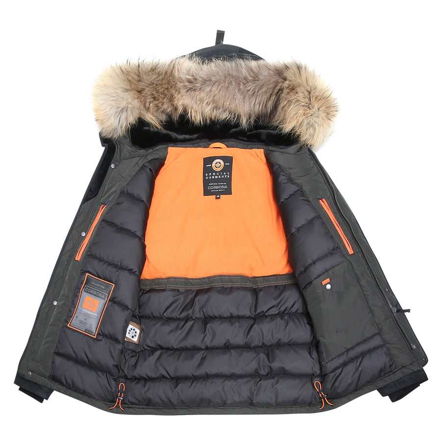 Ultra-Warm Arctic Built-In Thermometer Removable Real Fur Insulated Jacket