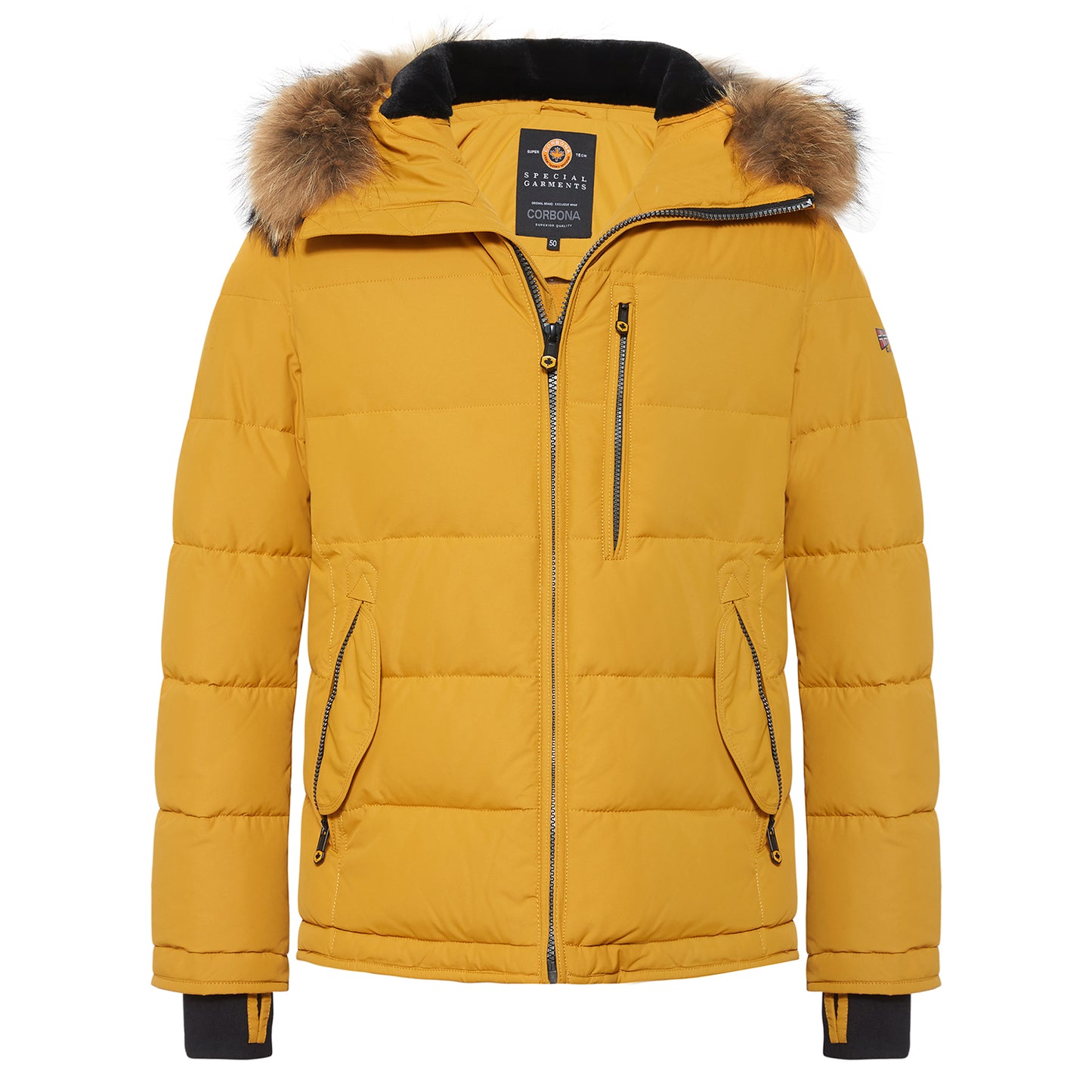 Ultra-Warm Real Fur Collar Padded Contrast Jacket