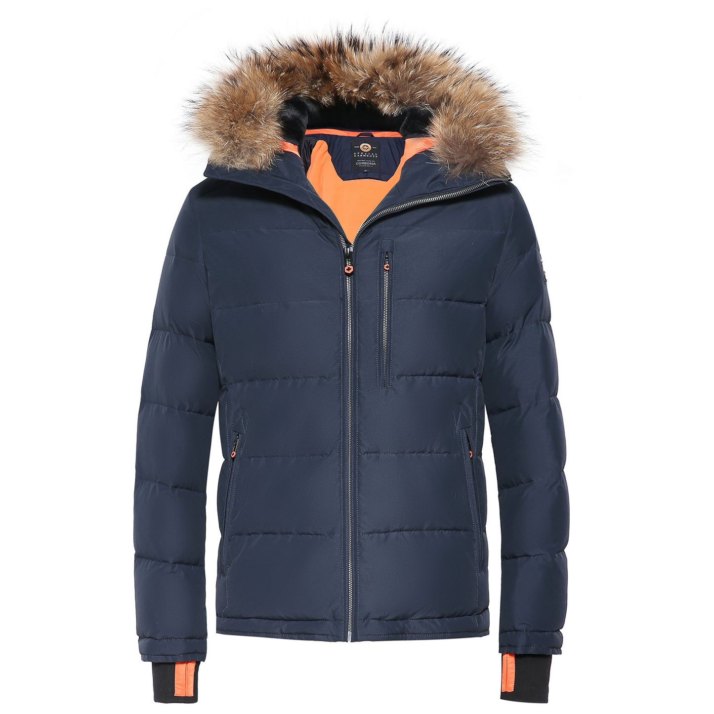 Ultra-Warm Real Fur Collar Padded Contrast Jacket