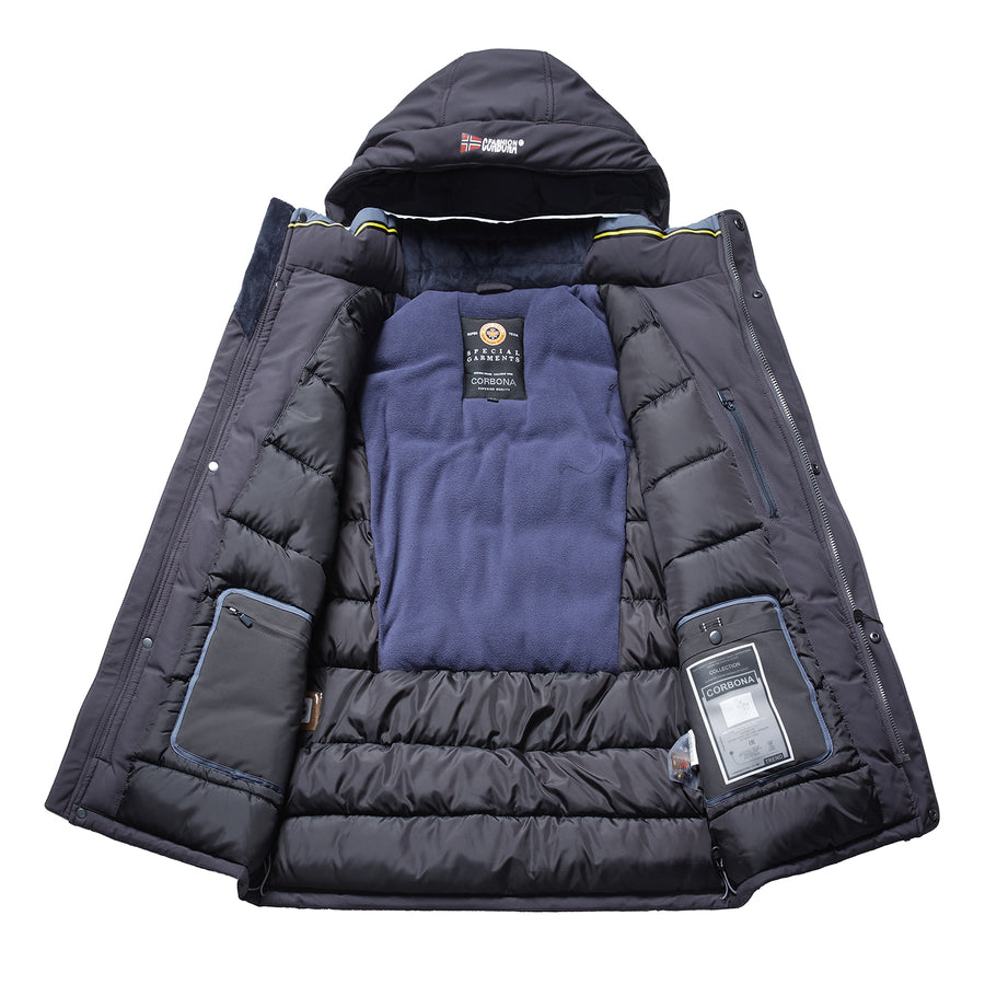 Ultra Warm Fleece Padded Parka With Built-in Thermometer