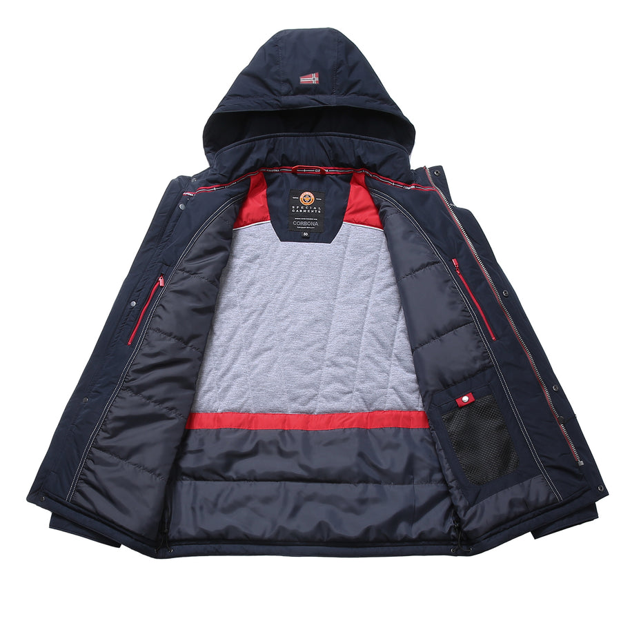 Classic Hybrid Zipper/Button Closure Jacket with Hood