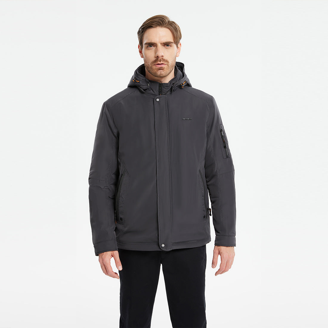 Detachable-Hooded Water And Wind Resistant Jacket