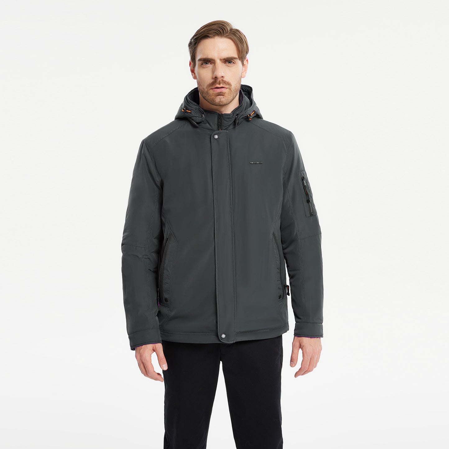 Detachable-Hooded Water And Wind Resistant Jacket