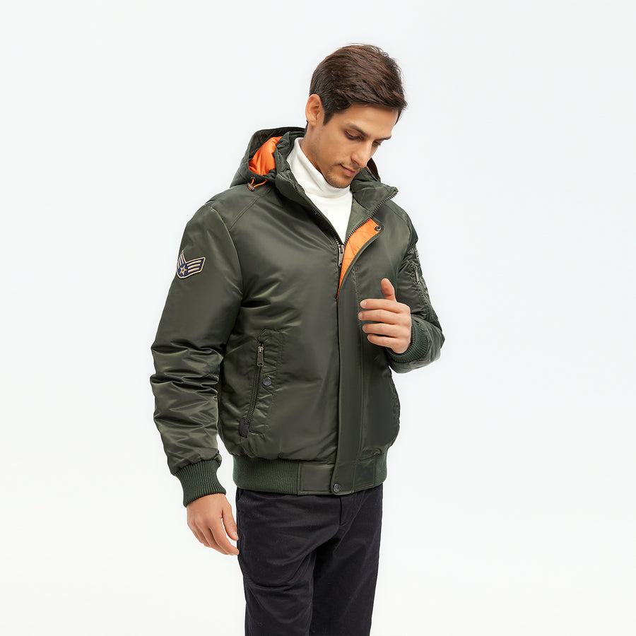 Military Contrast Bomber Jacket