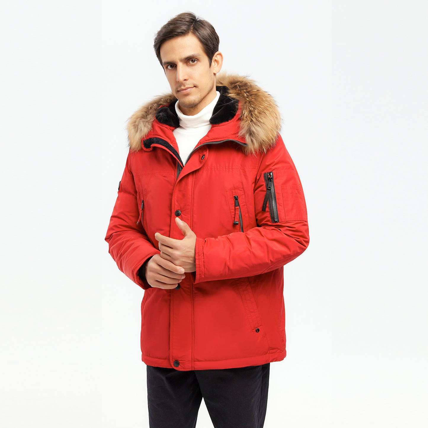 Ultra-Warm Arctic Built-In Thermometer Removable Real Fur Insulated Jacket