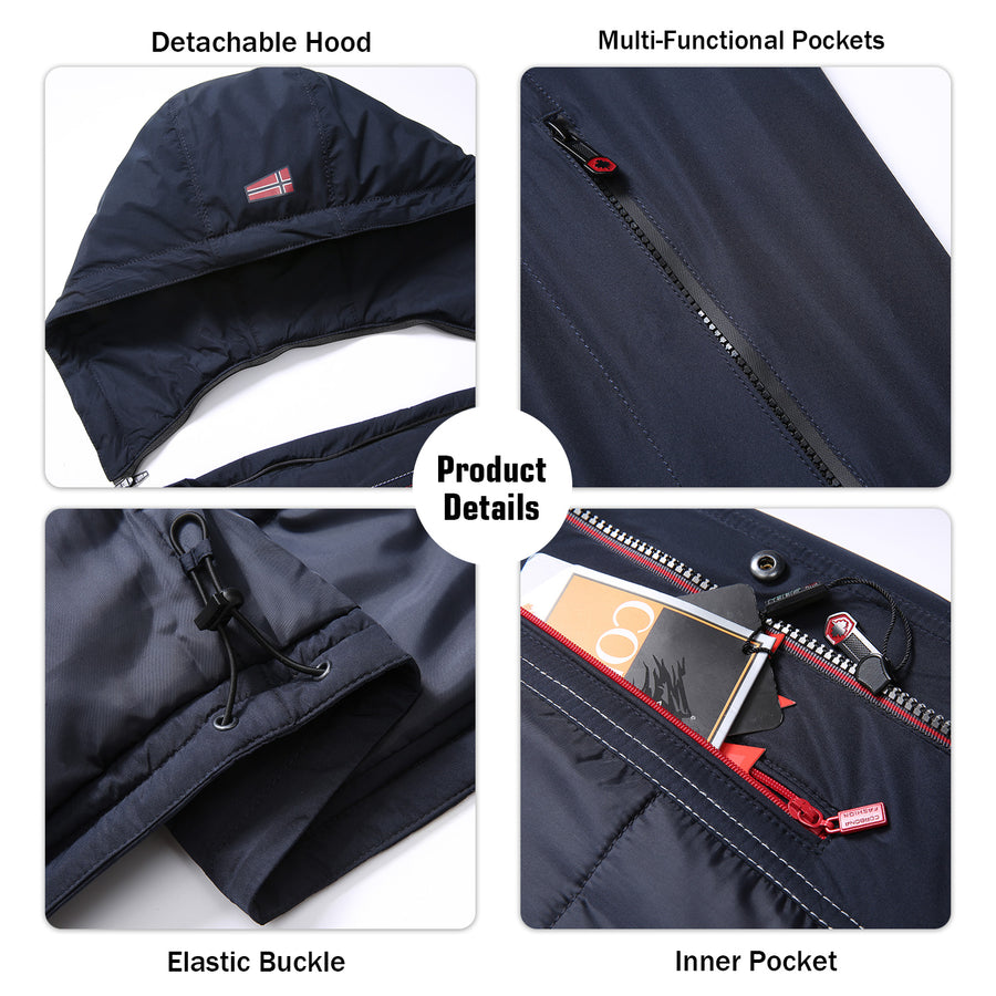 Klassische Hybrid-Jacke mit Reißverschluss/Knopfverschluss und Kapuze