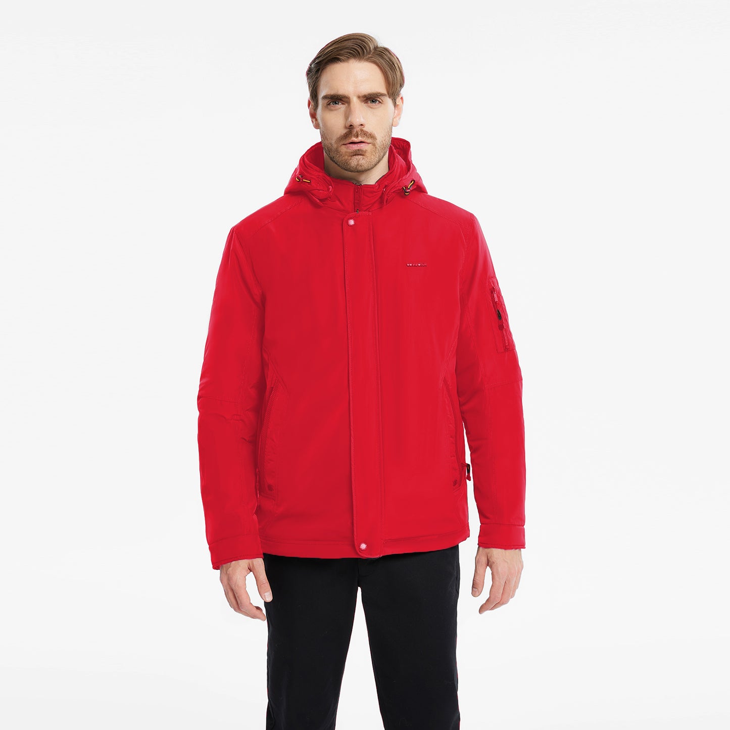 Detachable-Hooded Water And Wind Resistant Jacket