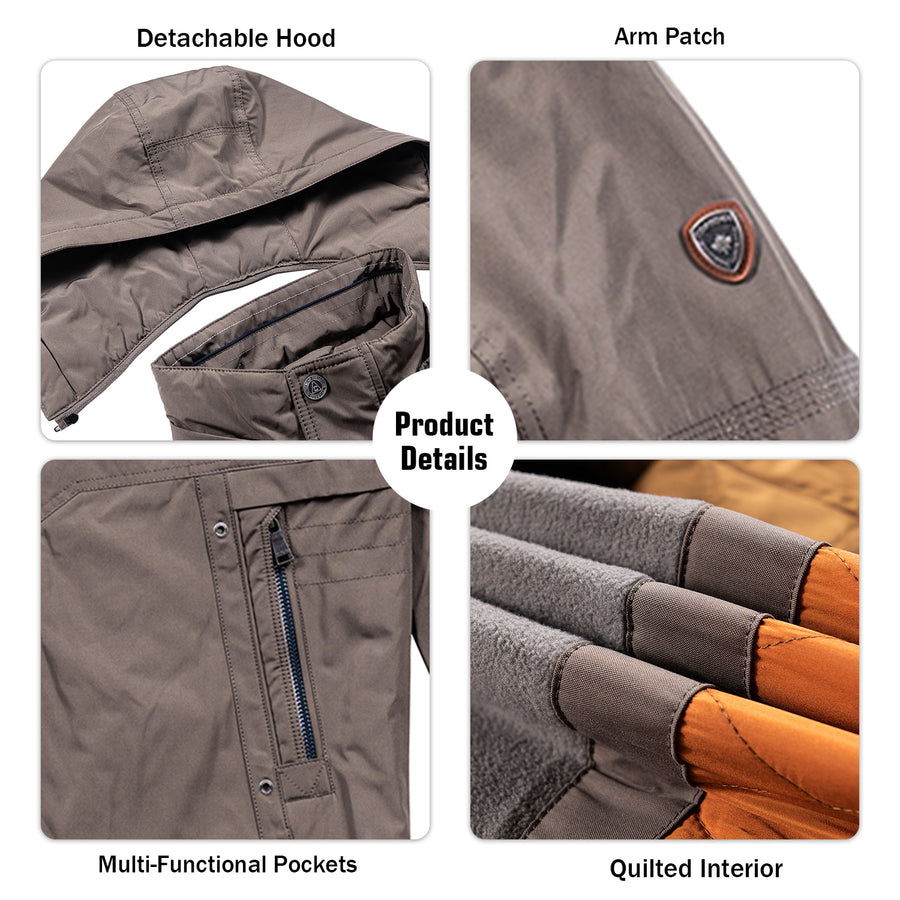 Abnehmbare, multifunktionale, gepolsterte Jacke mit Kapuze (normale und große Größe)