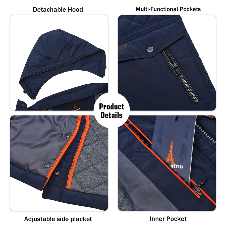Стеганая повседневная куртка с клапаном и карманом (обычный и большой размер)
