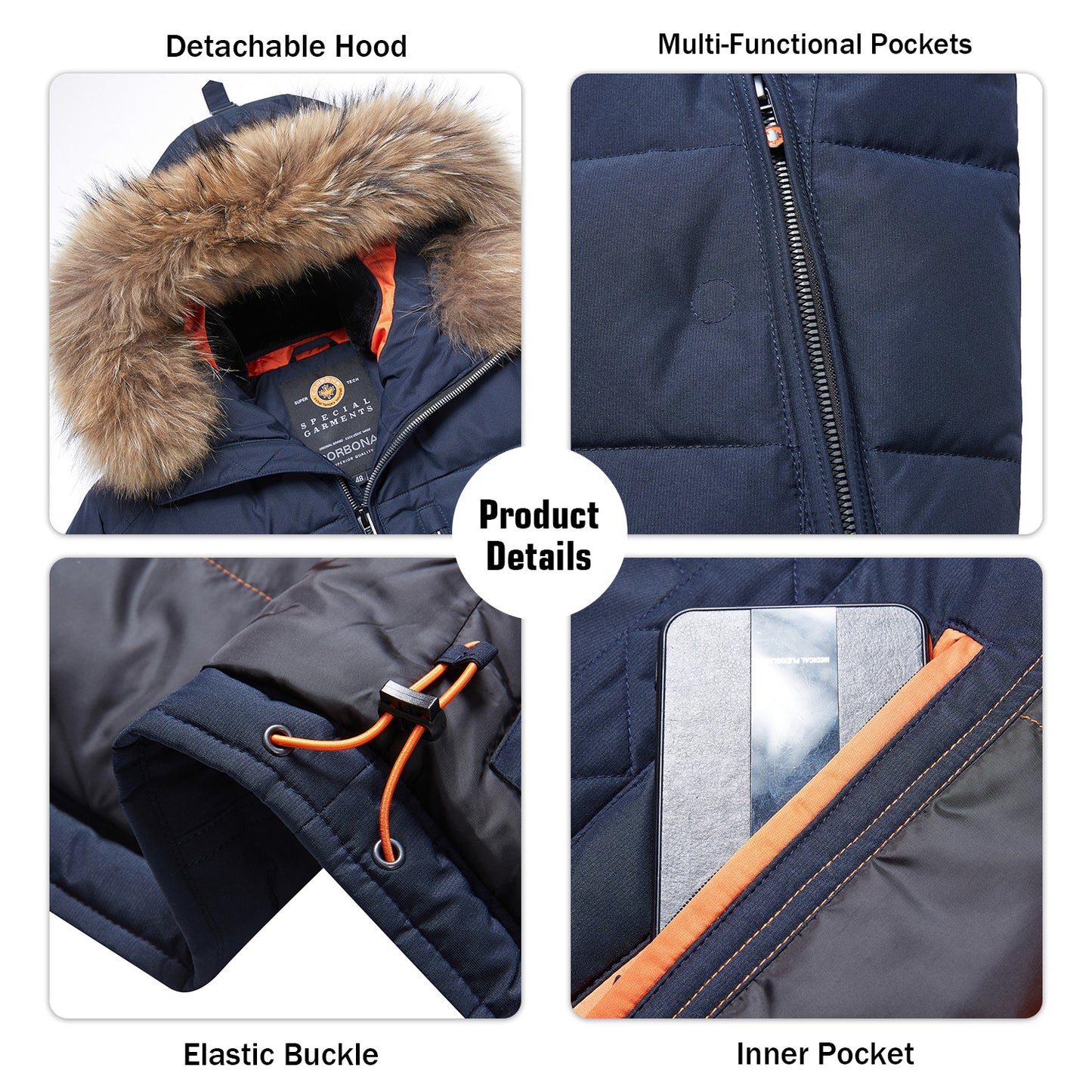 Ultra-Warm Real Fur Collar Padded Contrast Jacket