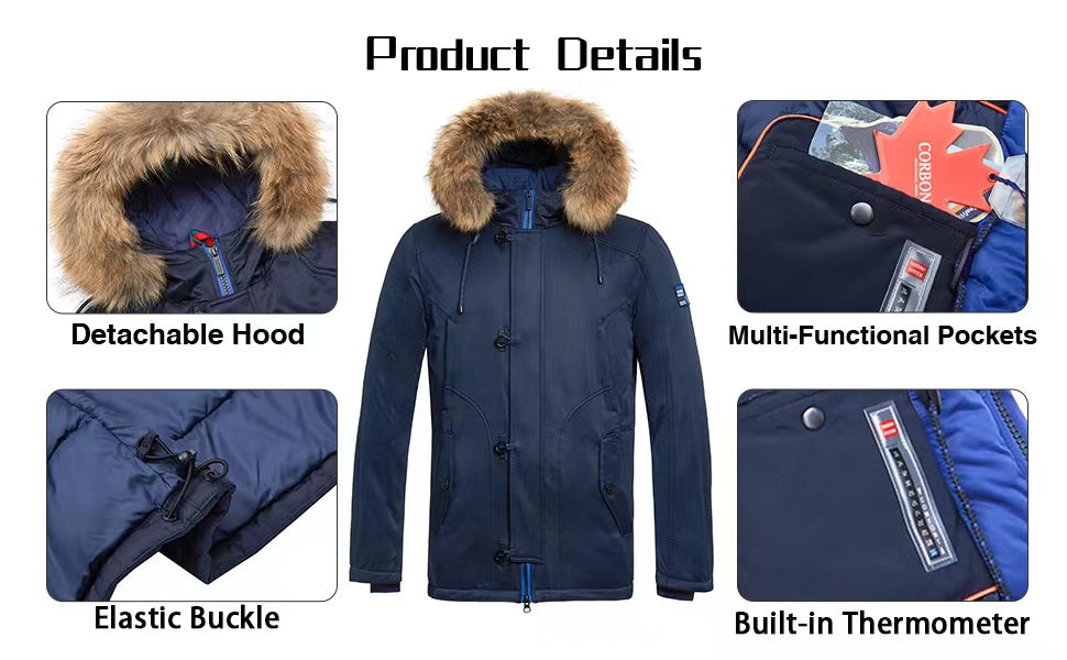 Functional Winter Hooded Parka With Built-in Thermometer(Regular&Plus Size)