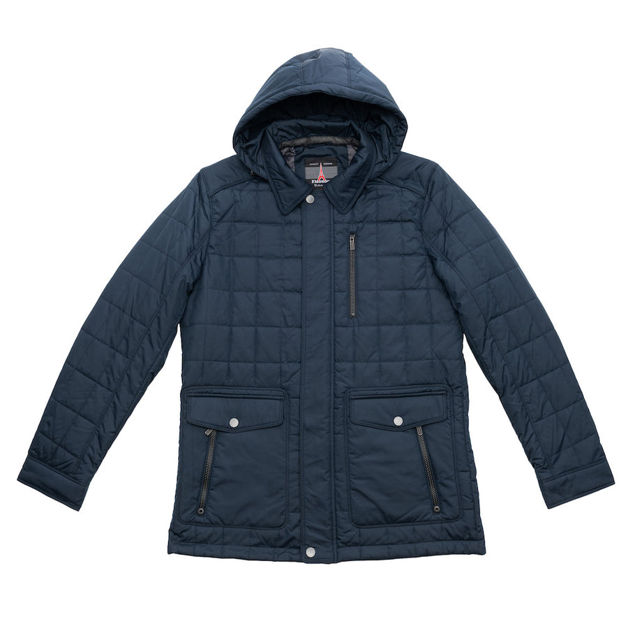 Detachable-Hooded Quilted Shirt Jacket